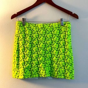 J. Crew, mini skirt, neon floral embroidery, sz. 0